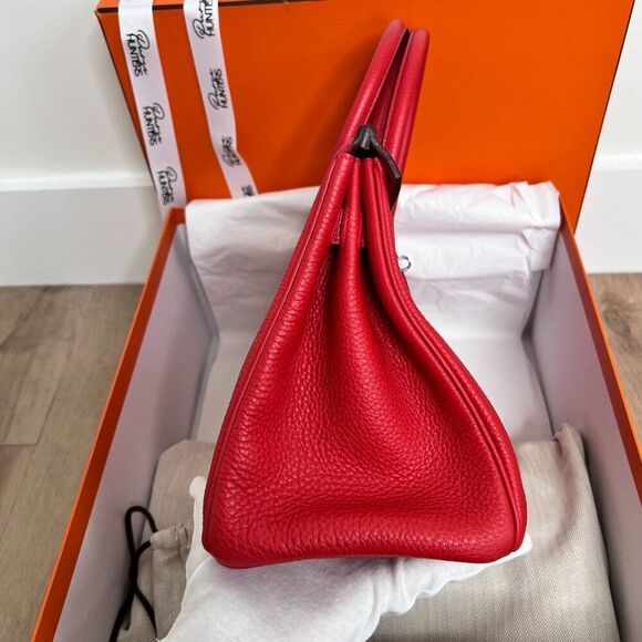 100% Authentic Hermes Birkin 30 Geranium in Togo with SHW Stamp P - Picture 6 of 16